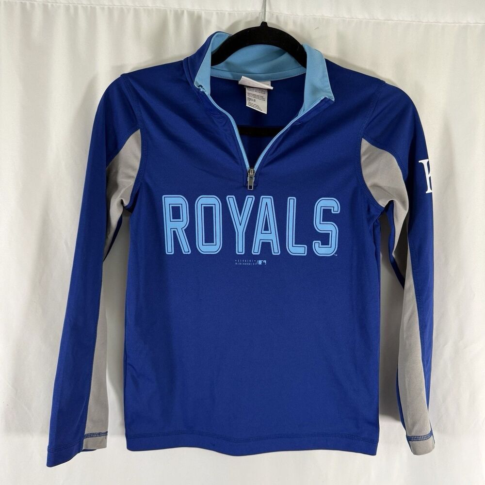 Kansas City Royals 1/4 Zip Jacket Boys Small Blue Long Sleeve MLB